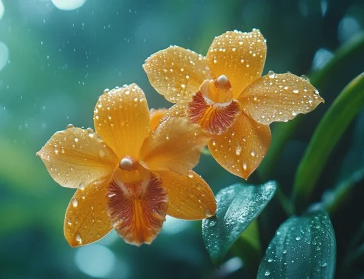 The honey-colored flowers sway and glisten with sunstruck dew