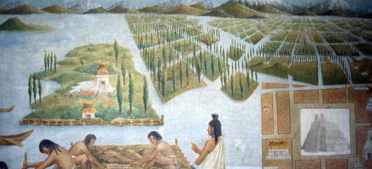 The chinampas and waterways of Tenochtitlan