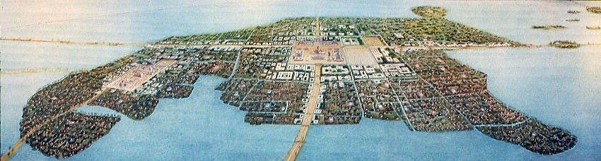 Tenochtitlan situated on Lake Texcoco